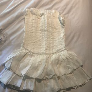 NWT Aje Women's White Utopia Pin-tucked Linen-blend Mini Dress Size AU8/ US 4